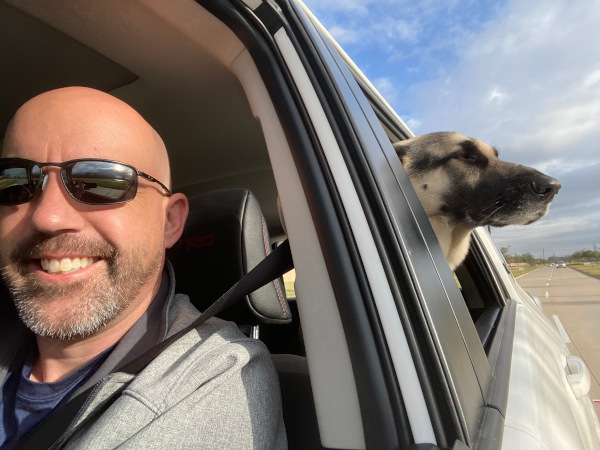 Happy dog. Happy dad.