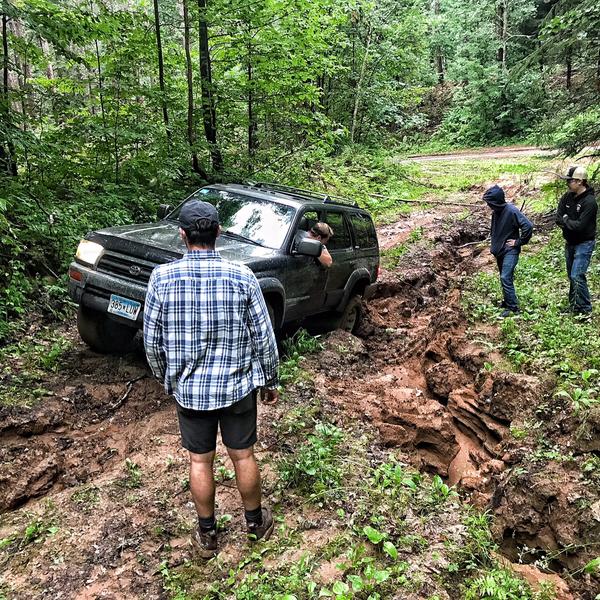 Hayward, WI

Almost falling into the sand washout, climbing up. Bald Destination ATs wouldn't do it- had to back out, almost rolled the truck.

Shortl