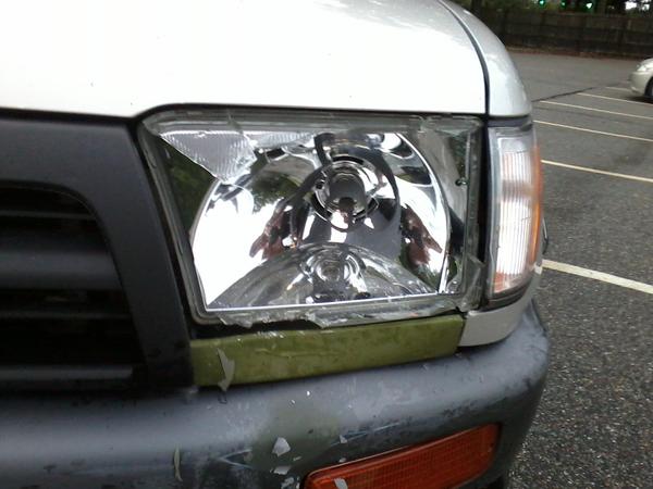 Headlight glass gone
