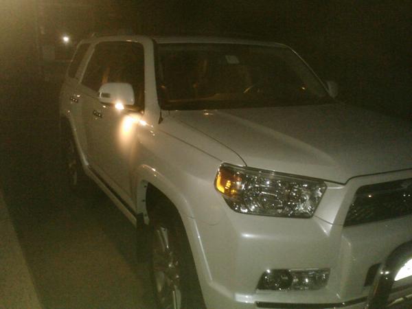 Here's an image you won't see everyday. It's a photo of a 5th Generation 4Runner limited, with it's "Puddle lamps" just activated, as a result of nigh