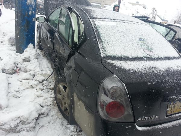 hit by a lady going 55, while on her text running a red light. thankfully my Kid and my dog were not with me/=.