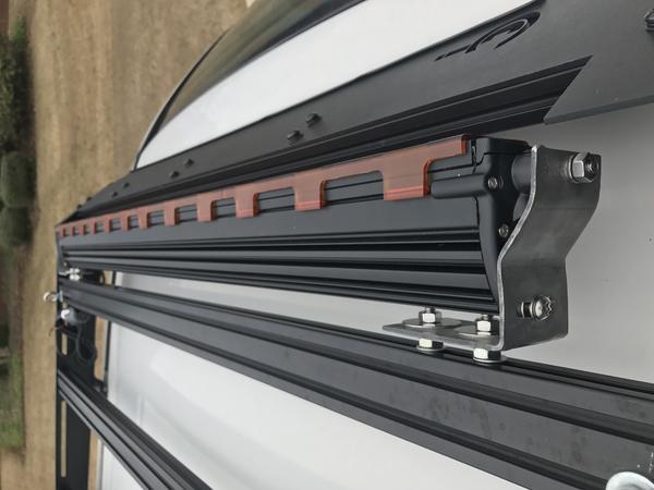 How I mounted the Black Oak bar to the Prinsu crossbar with a custom bracket I made.