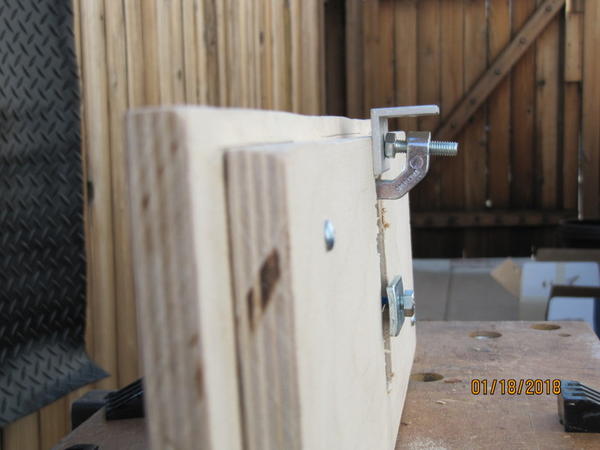 IMG 5330 Mock up drawer front with goose gear compression latch.  Built mock up so as not to damage finished drawer front. no instructions came with l