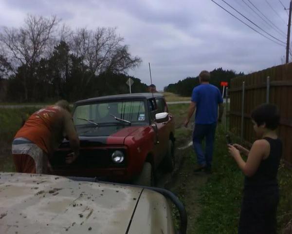 International trucks + drunk guys = getting stuck.
Getting stuck + 4WD Toyota = Getting un-stuck.

One of the first off-road trips with the rebuilt en