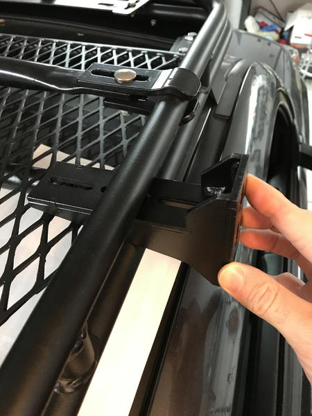James Baroud mount bracket an Gobi Stealth rack (not mounted) top down angle