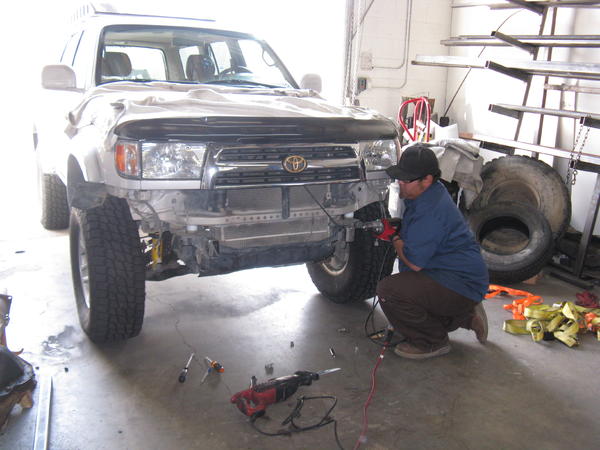 Jimmy Ward from OutdoorLogic doing pre bumper surgery!  What a great group of guys and shop.  Top Notch!