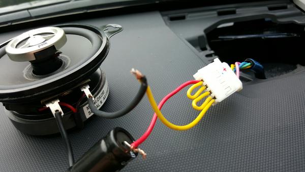 Jumper wiring for dash speaker upgrade.