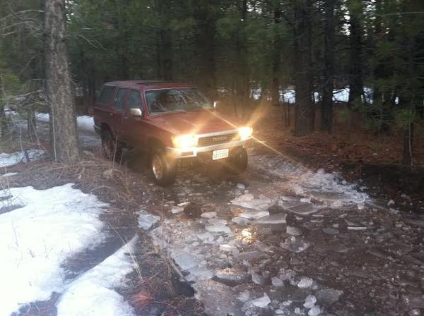 Just an interesting pic taken while on a mudding trip. This was taken after going over an ice pond which had inch and a half thick ice which surprisin