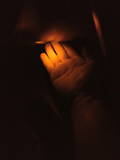 LED light, not very bright, used my hand to show its more than a glow