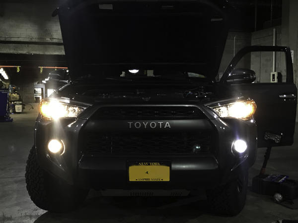Left is OEM fogs and on the right is the Morimoto XB fog lights.