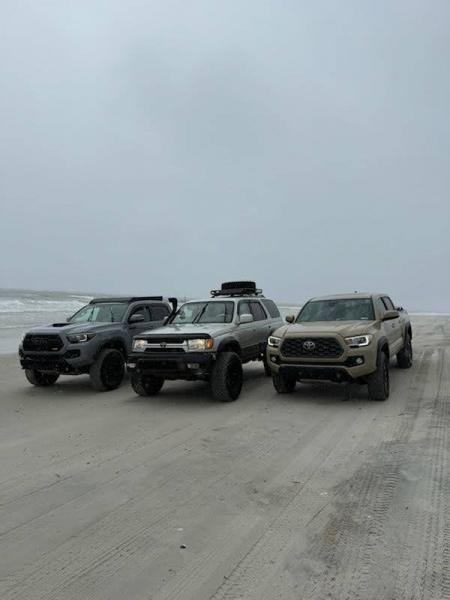 Left to right TRD PRO Taco, 99 4Runner Limited, TRD Off-Road Taco