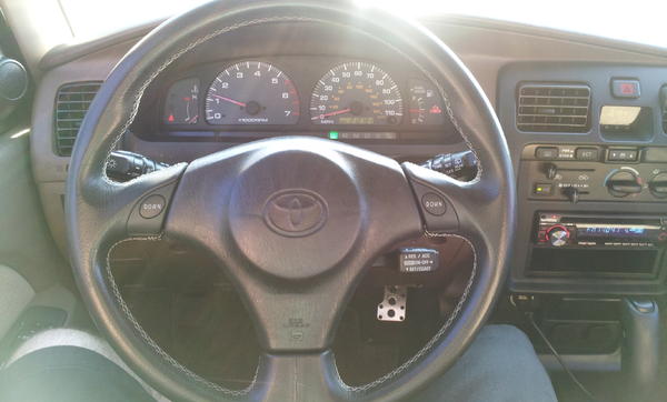 Lexus IS300 Sport Design wheel and Rav4 airbag. I also added the pedals from the same car.