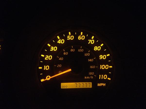 Look at the odometer 7 7 7 7 7