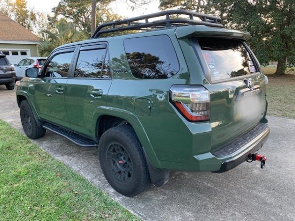 Mar 2022 - Added WeatherTech side window deflectors to the shackle and sliders. I also got the BumpStep in lieu of a ladder, but I'm not going to driv