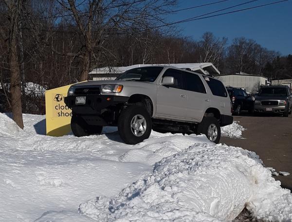 March 2019 driving up on the snow bank