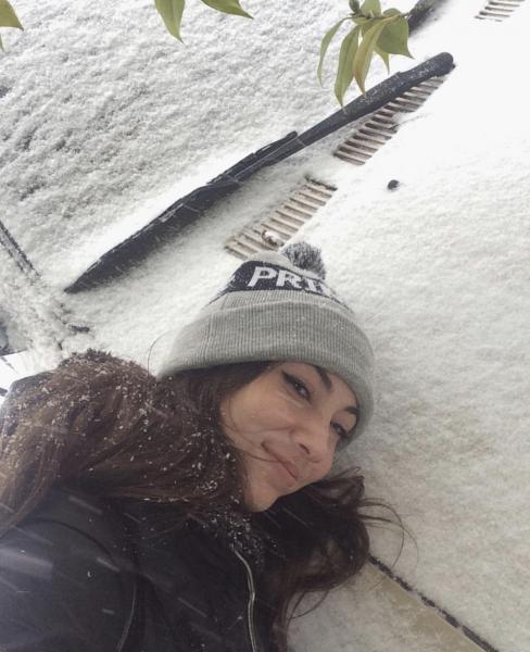 Me giving Bella a hug during her first snow!