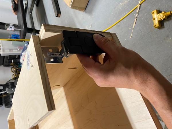measurement for bracket to allow compression latch to secure to top of drawer.