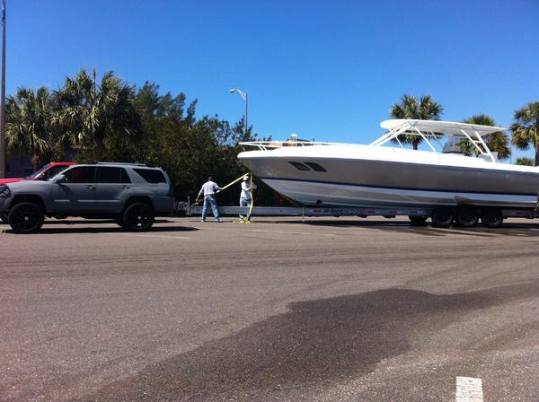 Mock up made to look like I'm pulling a brand new 40 foot intrepid offshore