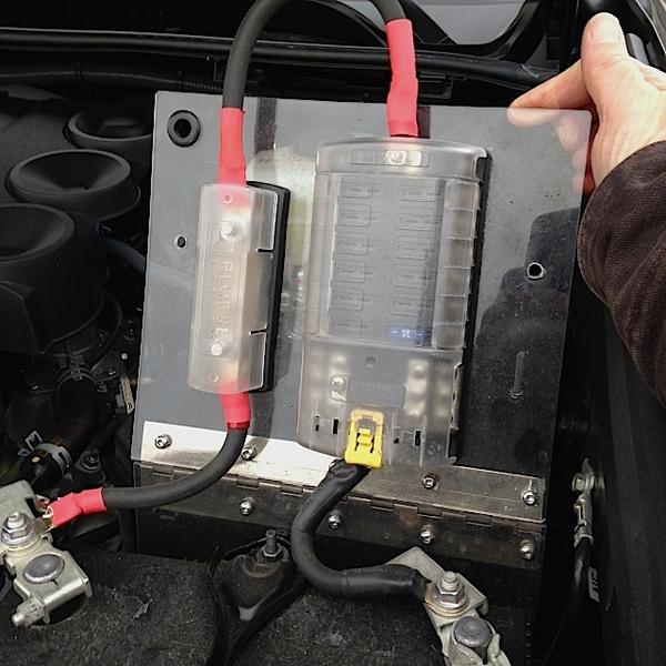Mount lift up to access factory fuses.