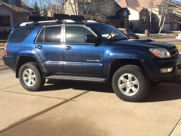 My 3rd 4Runner - 2004
2 1/2" Daystar leveling kit
Air Lift 1000 airbags
Hankook Dynapro ATM 265/70/17
Yak Rack on top
Sold in 1995
Tekonsha Brake Cont