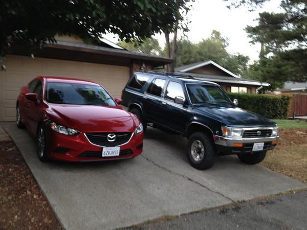 my DD 2014 mazda6 and our newly picked up toy 95 4runner 3.0 5spd 4x4.