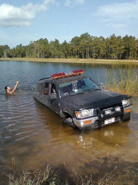 my friend swimming behind mt 4runner