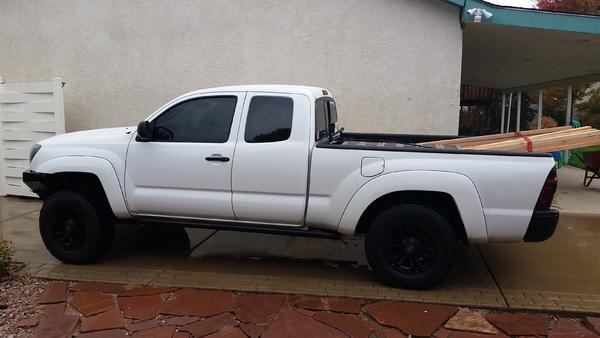 My ride. Loaded down with cinder blocks, concrete and 2x4s.