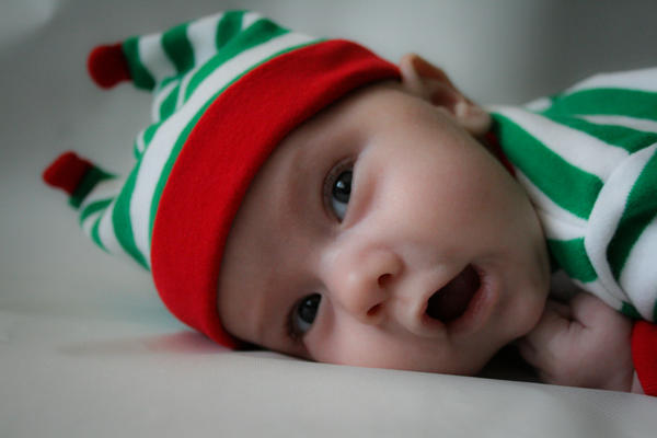 My son born 10/17/13 I took this picture for christmas with my DSLR