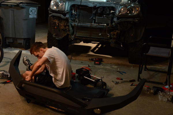 My son helps with assembly of the ACRO lights. Since he gets to drive this rig to high school, it was only proper that he get in and help with this pr