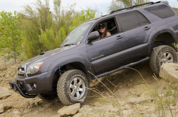 My wife learning to off-road.