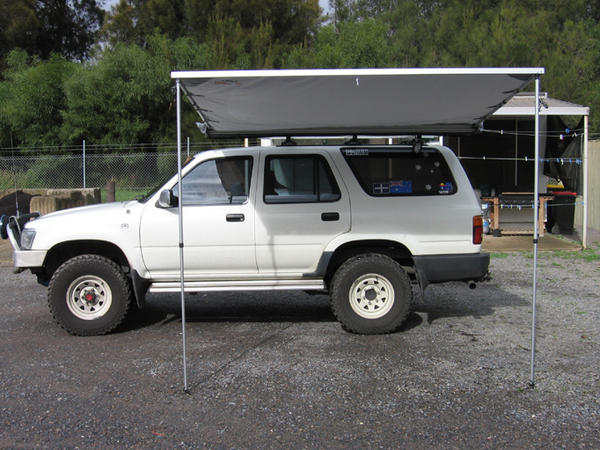 Ned's Oztrail Annex 250cms (8.2021 ft) Length x 210cms (6.889 ft) Width. Just have one problem with it. The support poles has a twist and lock feature
