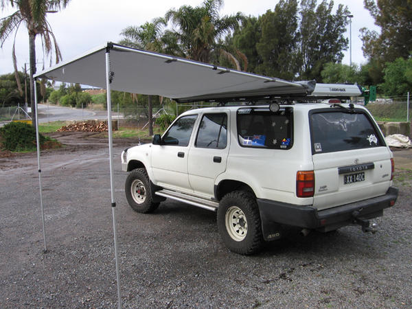 Ned's Oztrail Annex - rear side view. Its self supporting as you can see I haven't pegged down the guide ropes. With a little wind around they would b