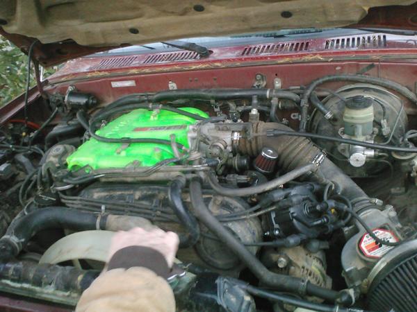 Neon green and glow in the dark intake plenum