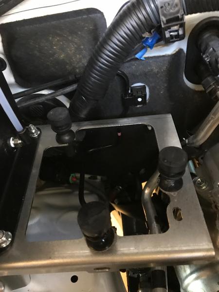 New air pump location with isolators installed