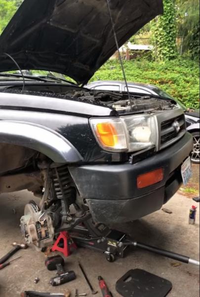 New brake rotor and brake pads. No more steering wheel wobble.