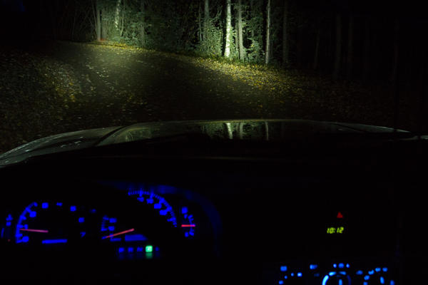 Night shot of Dually's Mounted in door jam