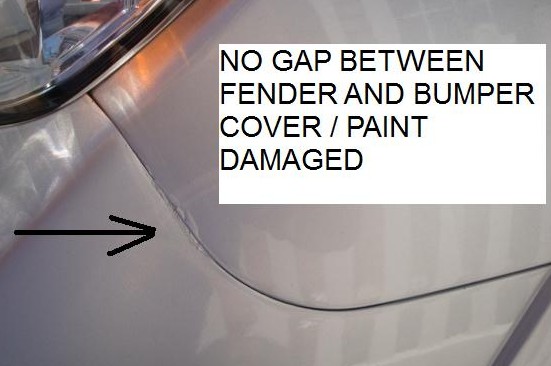 no gap lt fr. coer corner popped up at headlight