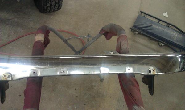 Not liking the chrome...I took a chance and painted the bumpers black also!  Turned out awesome!  They'll work until I can get some plate bumpers.
