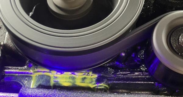 oil dye shows leak right behind/below this pulley.

any thoughts or direction of action?

very much appreciate the knowledge abounding here on this fo