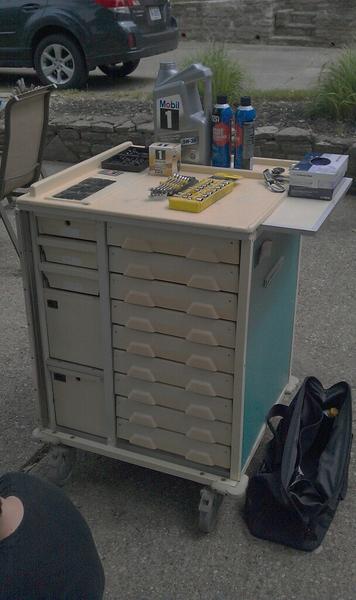 Old med cart is my portable tool box