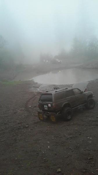 oops. too fast through the water. Boom goes the fan which took out the radiator.  Next day he wheeled with a leaking radiator and no fan.  Thats a yot