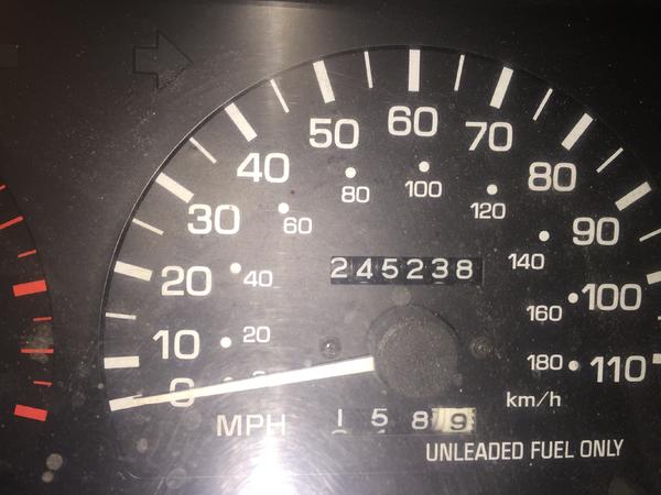 Original miles. Mostly on original 3.0/Auto. Only about 20K since 3.4 swap (all junkyard parts about 80K when installed, s/c 20-30K from eBay)