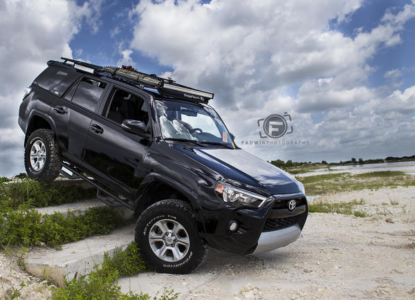 Our rig playing on the steps at Lazy Springs Off Road Park in Florida