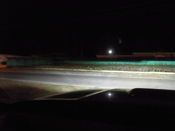 Output projecting past left end of fence