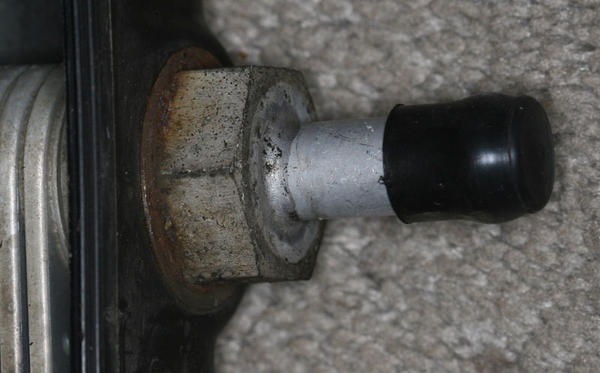 outside of radiator, cooler inlet