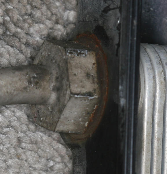 outside of radiator, cooler outlet
