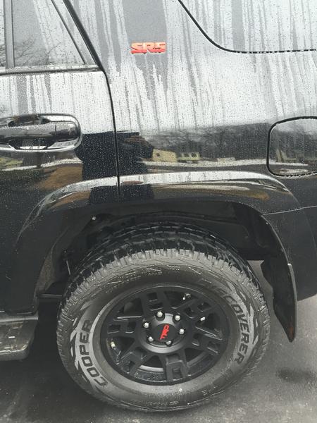 painted SR5 and Toyota letters red to match red in TRD wheels