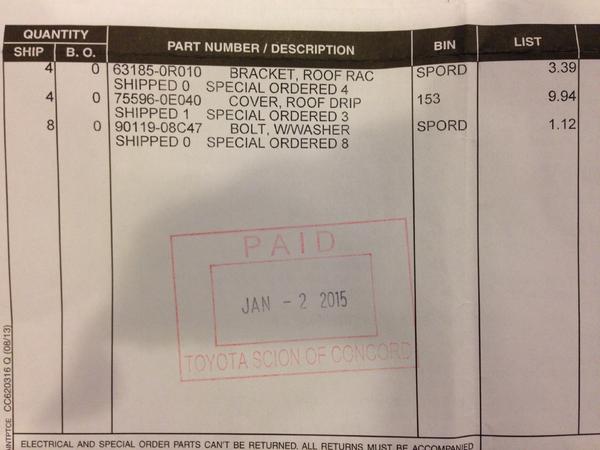 Parts order