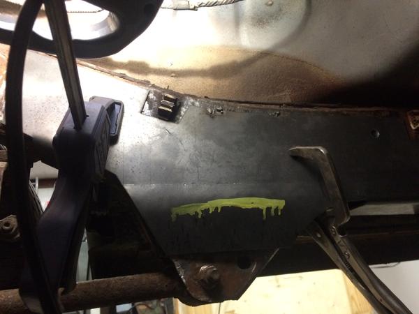Patch held in place ready to weld