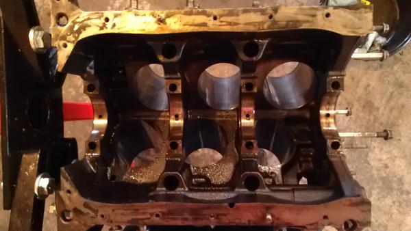 Pistons and crankshaft removed. Block going to the shop to get decked and cylinders checked. Bored if needed and honed.